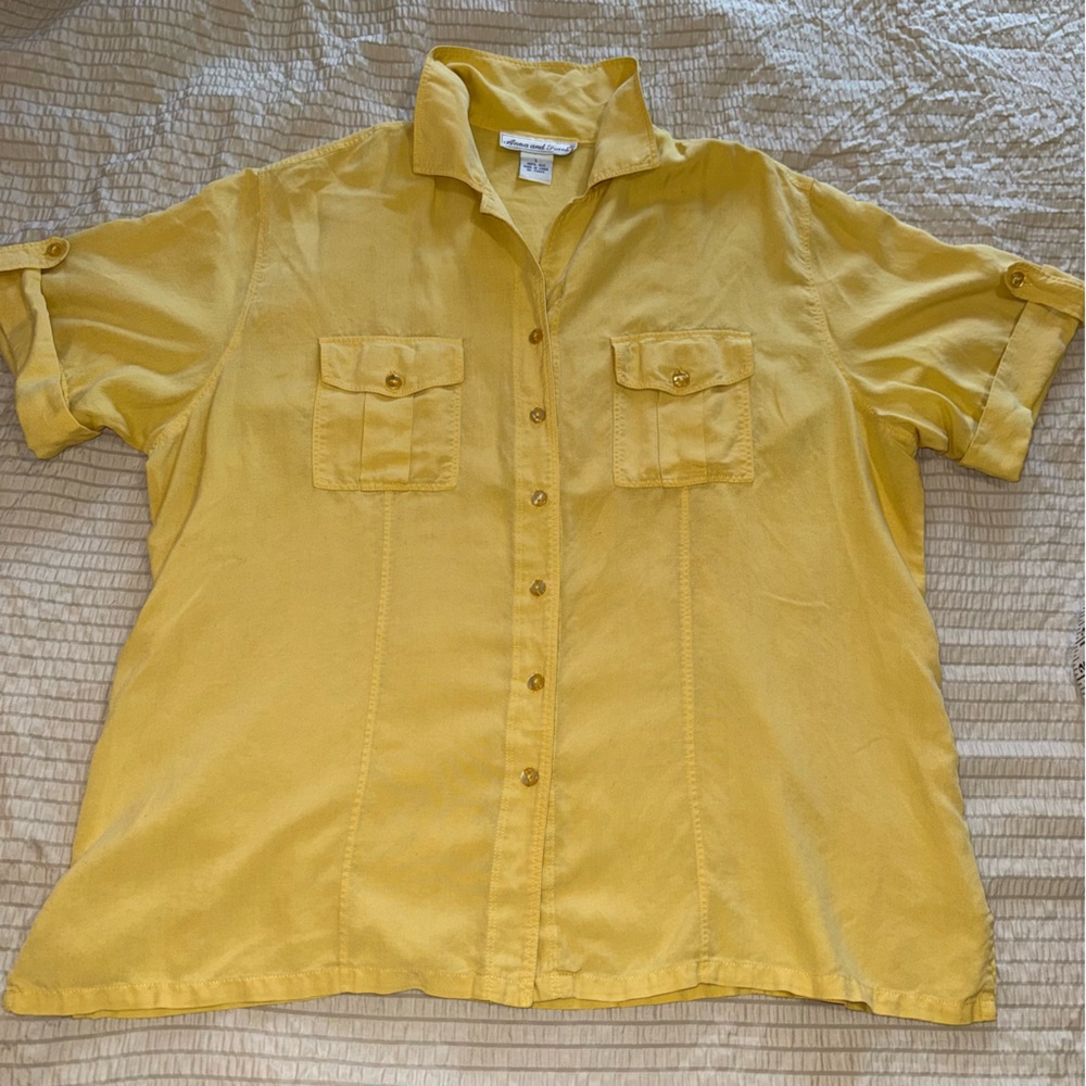 Vintage Yellow Silk Camp Shirt large